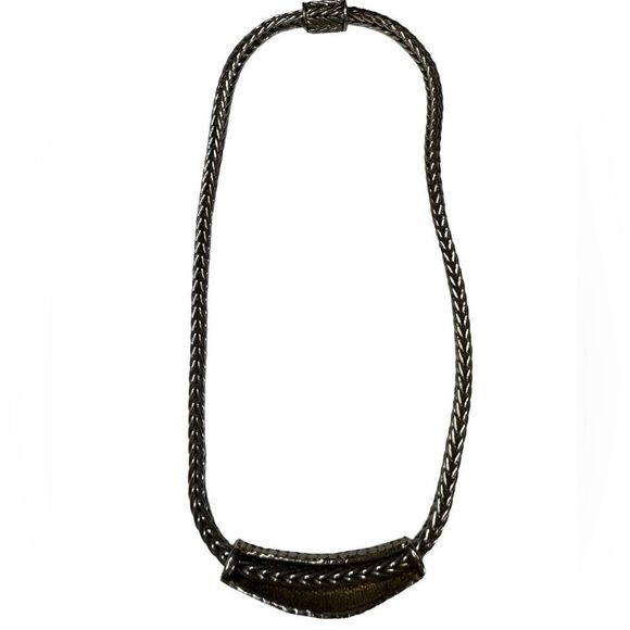 Vintage Silver Dot Woven Mesh Chain Necklace - Picture 6 of 11